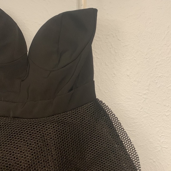 NWT L'ATISTE By Amy Womens Size S Mesh Peplum Strapless Maxi Black Tulip Dress - Picture 4 of 10